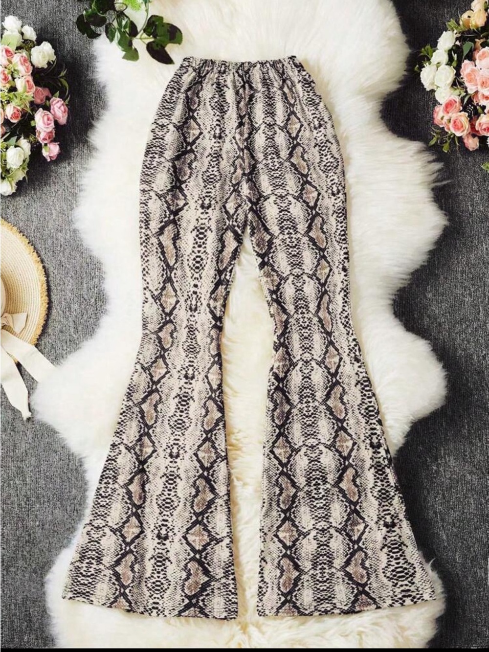 Faux Snakeskin Flair Pants